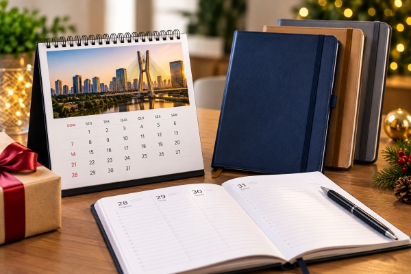 Calendários e agendas personalizadas como brinde de fim de ano