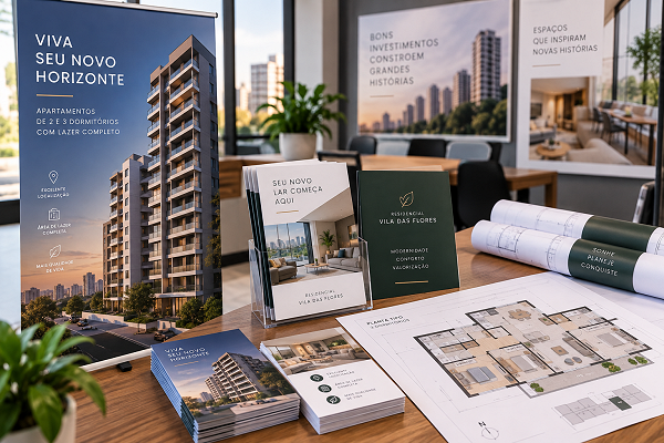 Impressão para o setor imobiliário: banners, plantas, folders de lançamento