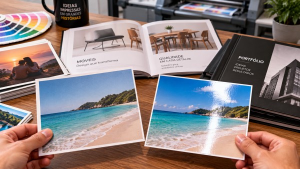 Papel fosco vs. brilhante: qual escolher para fotos, catálogos e portfólios